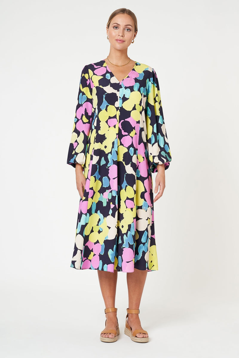 Samantha Dress Abstract Neon Fresha London