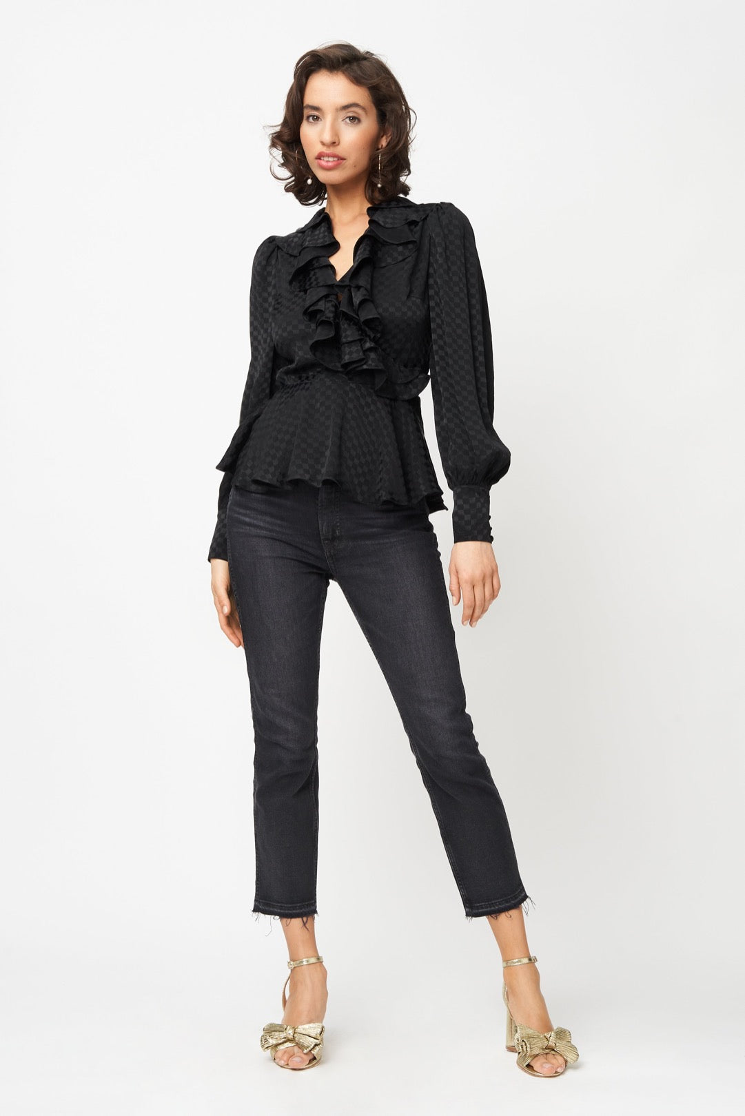 Erin Blouse Black Checkerboard