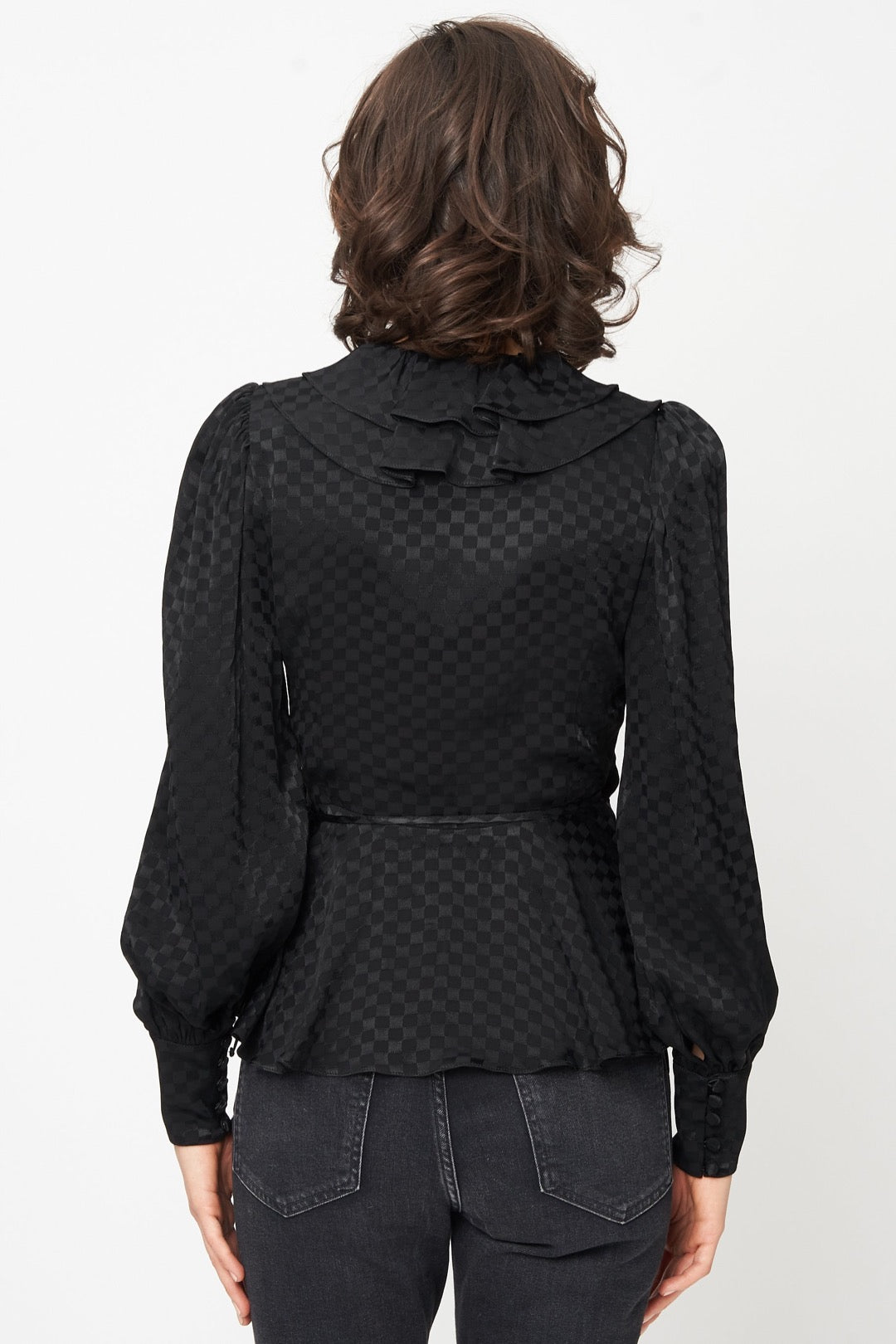 Erin Blouse Black Checkerboard