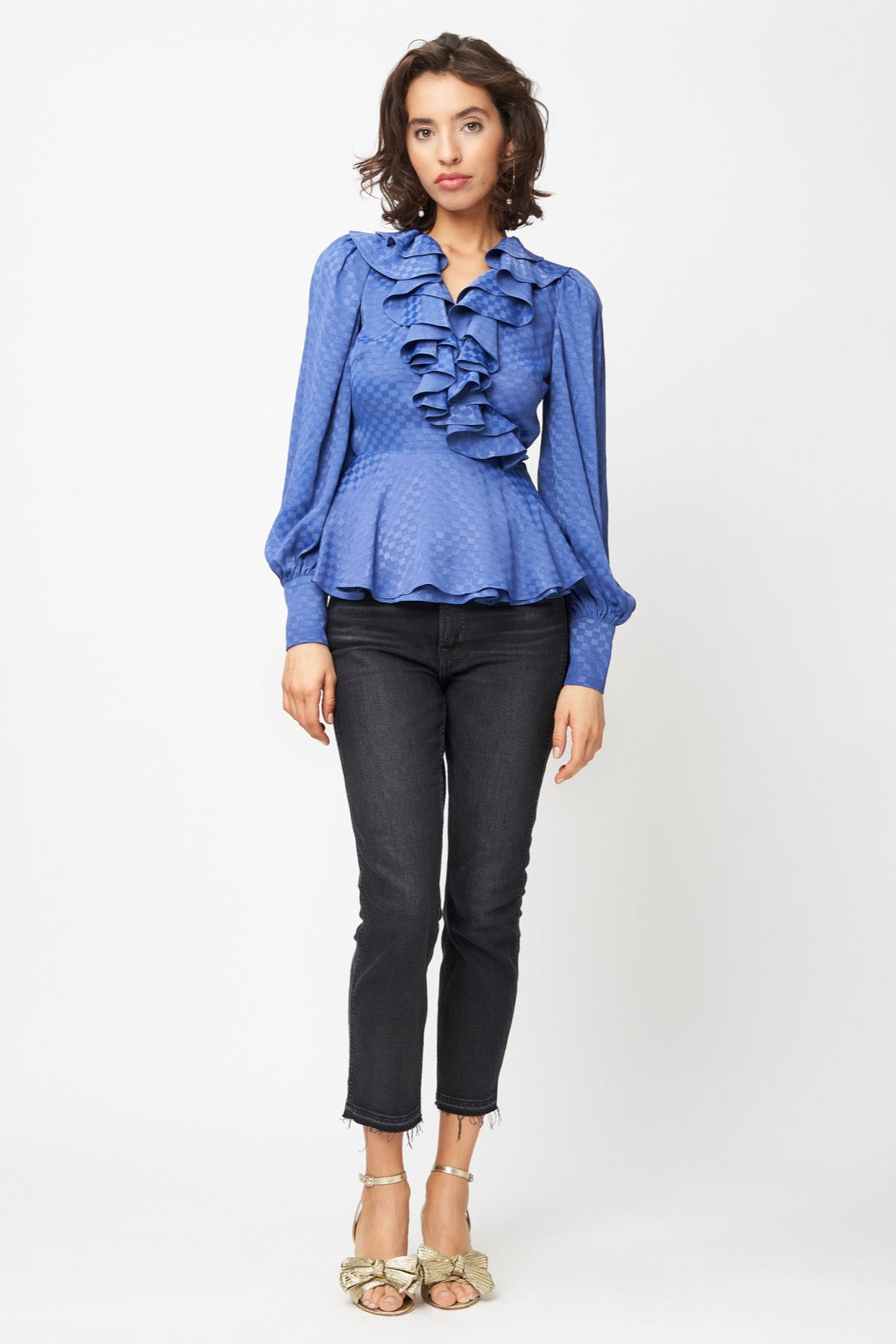 Erin Blouse Purple Checkerboard