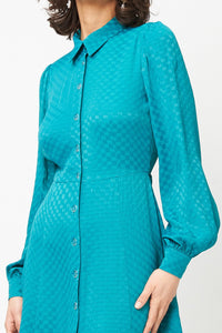 Maeve Dress Teal Checkerboard