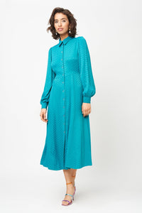 Maeve Dress Teal Checkerboard