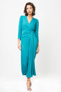 Riona Dress Teal Checkerboard